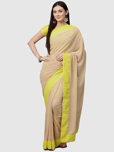 saree mall beige saree with unstitched blouse