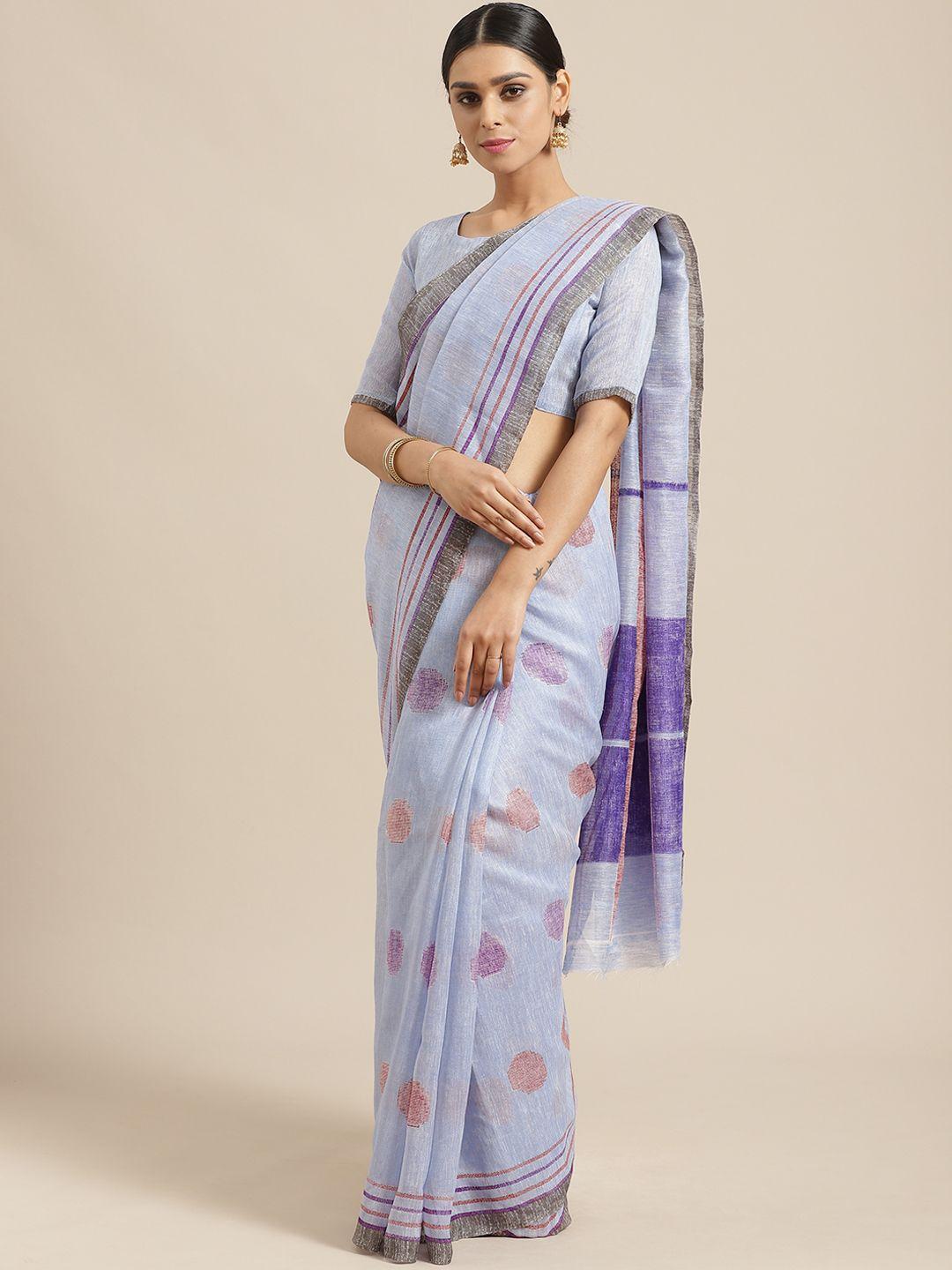 saree mall blue & pink printed saree