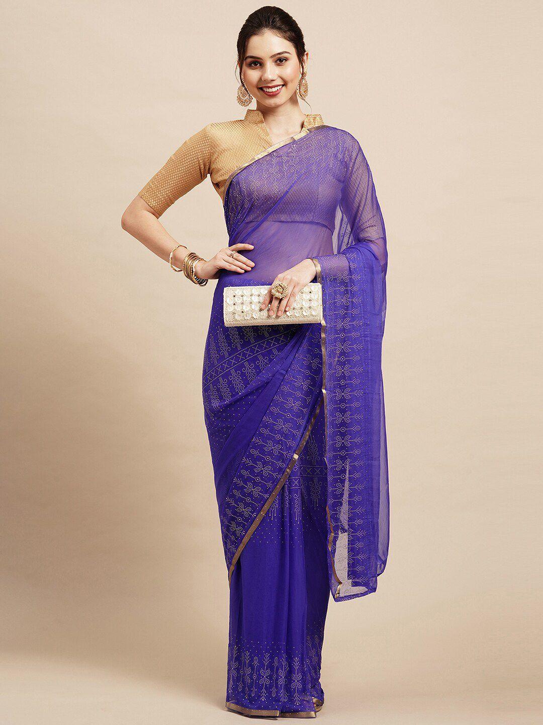 saree mall blue embellished zari sarees