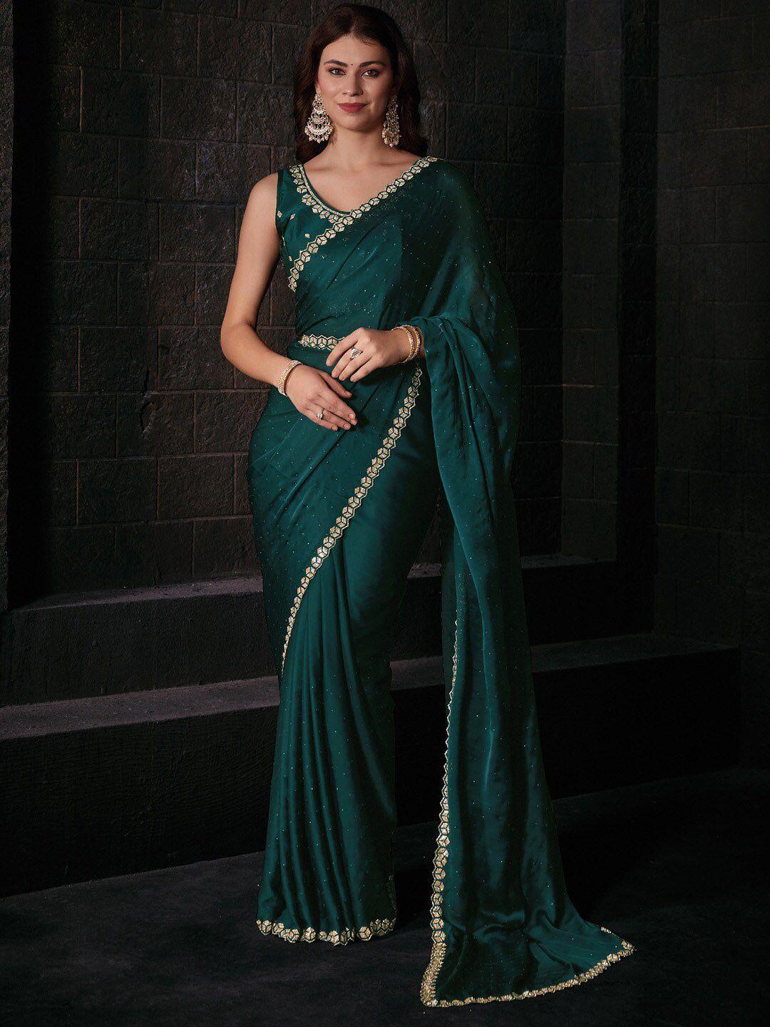 saree mall embellished beads & stones satin silk saree