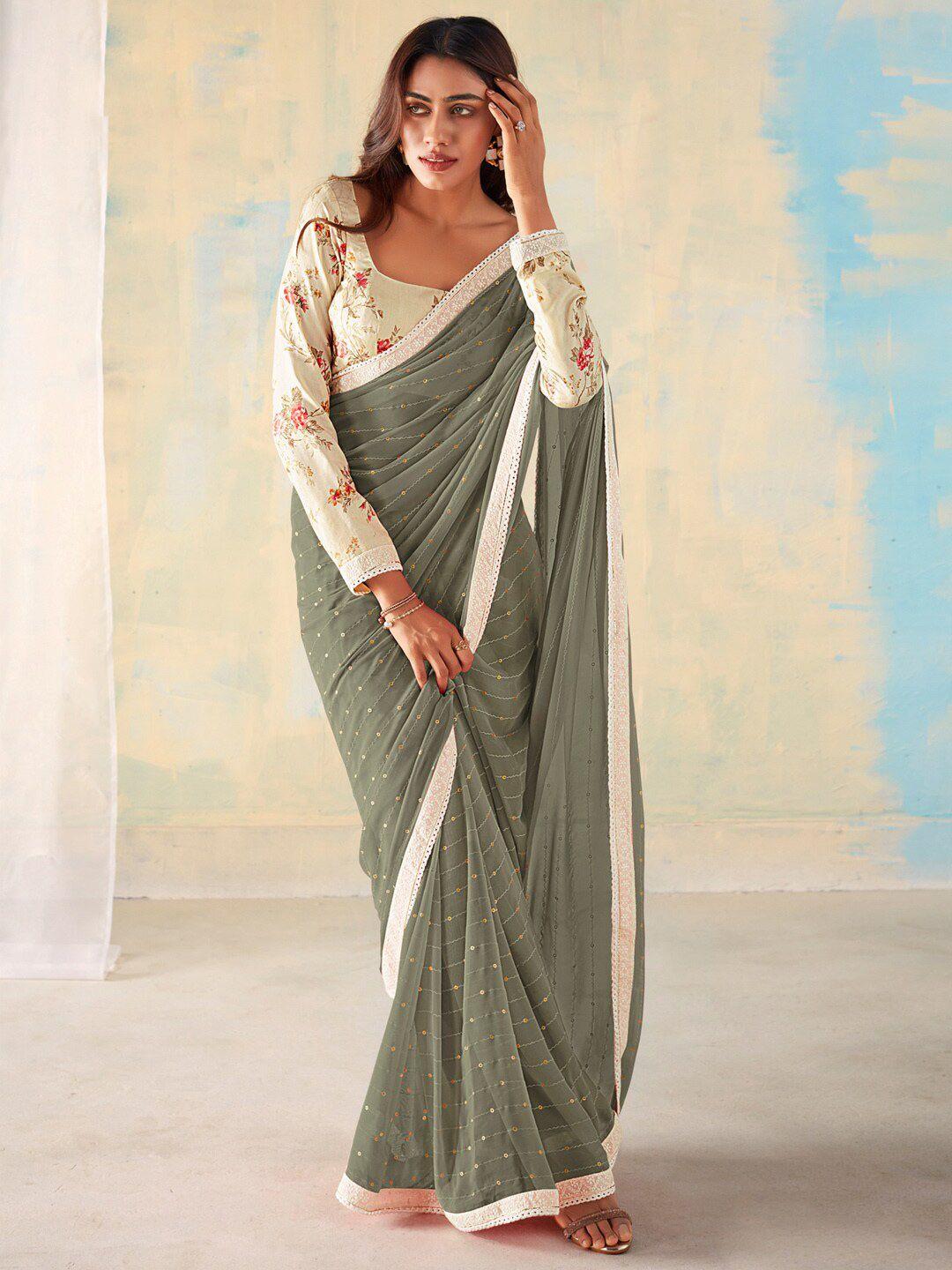 saree mall embellished embroidered pure georgette sarees