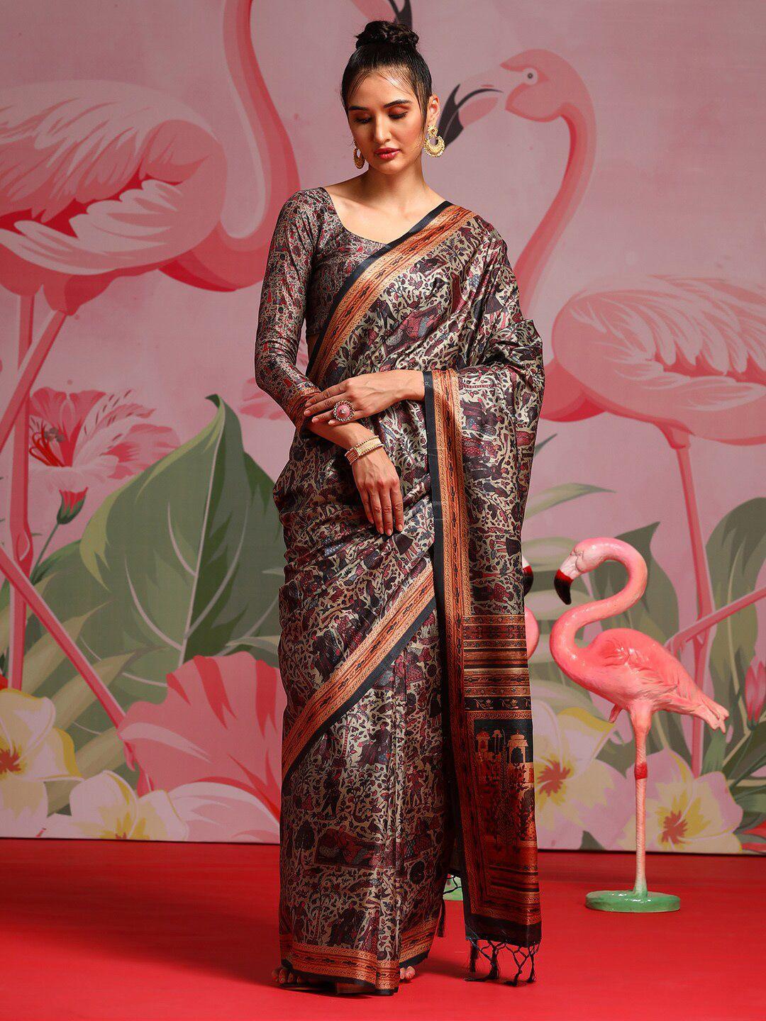 saree mall ethnic motif printed dabu sarees