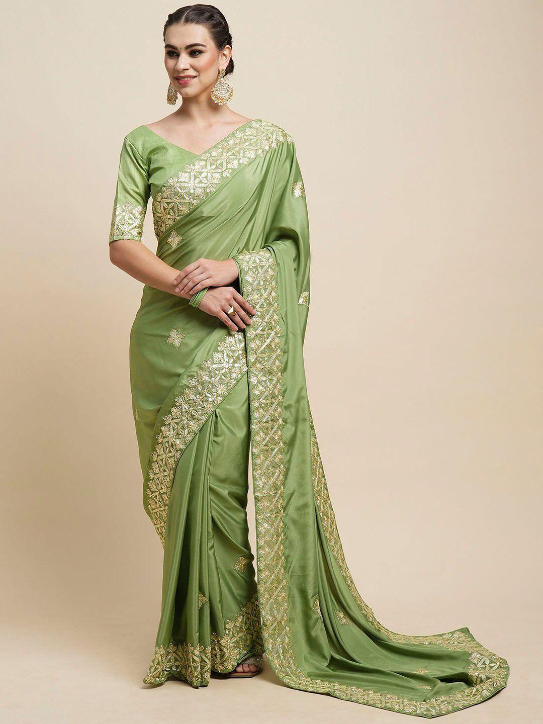 saree mall ethnic motifs embellished sequinned satin saree