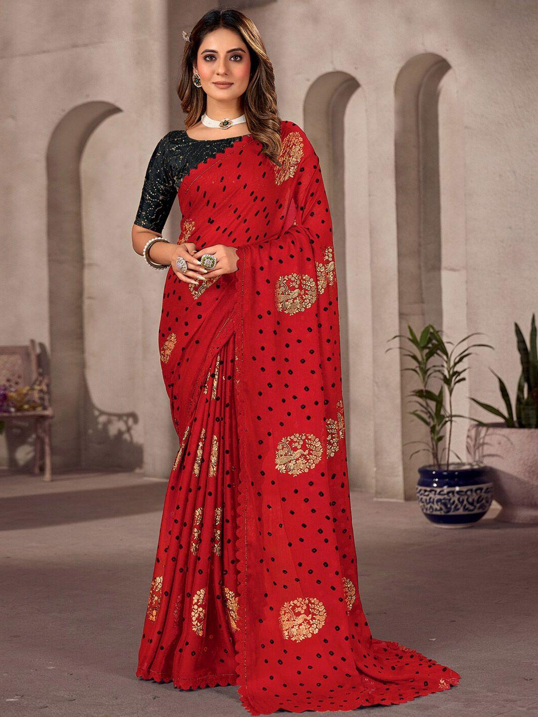 saree mall ethnic motifs printed pure chiffon bandhani sarees