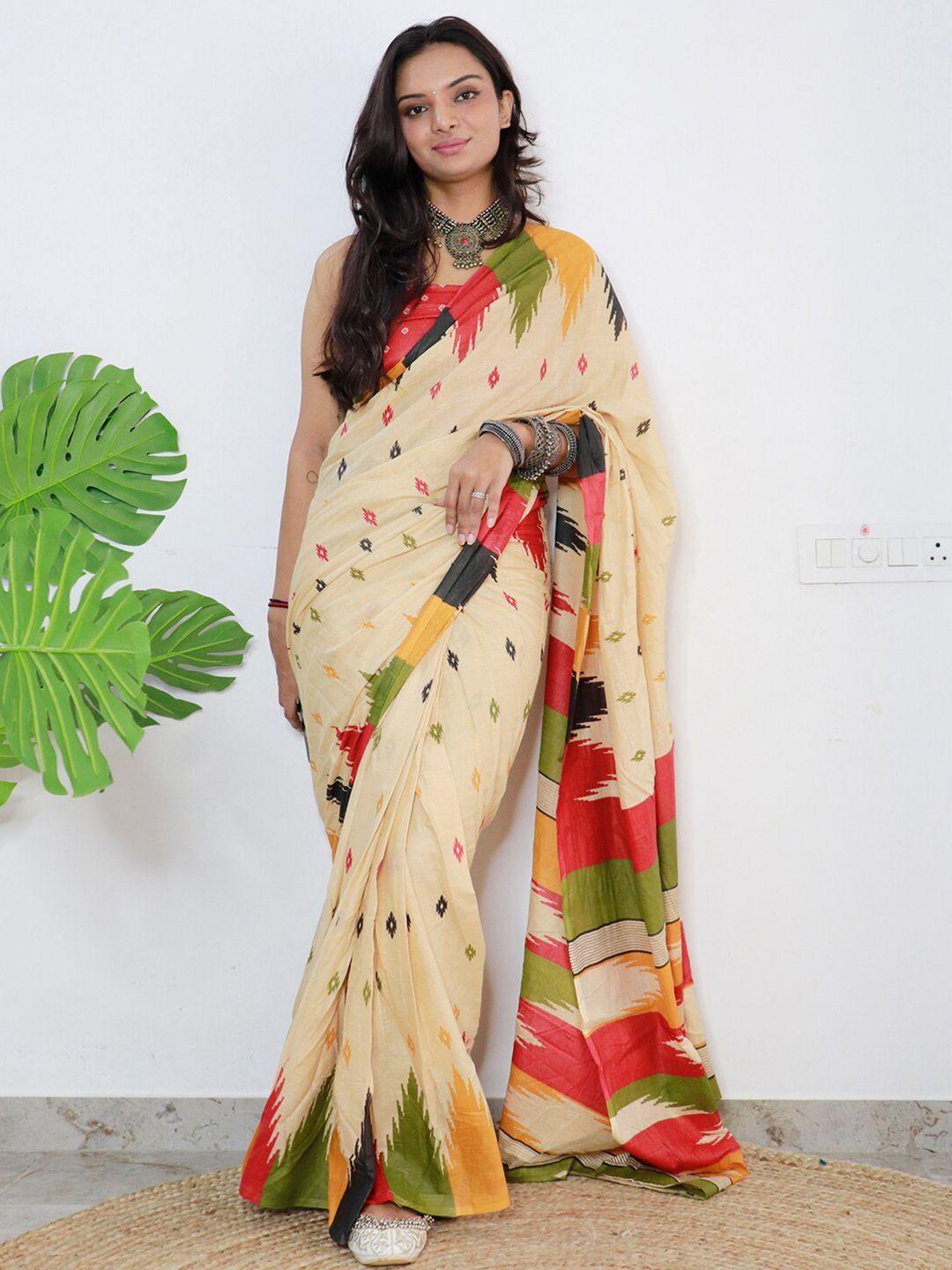 saree mall ethnic motifs printed pure cotton bagh saree