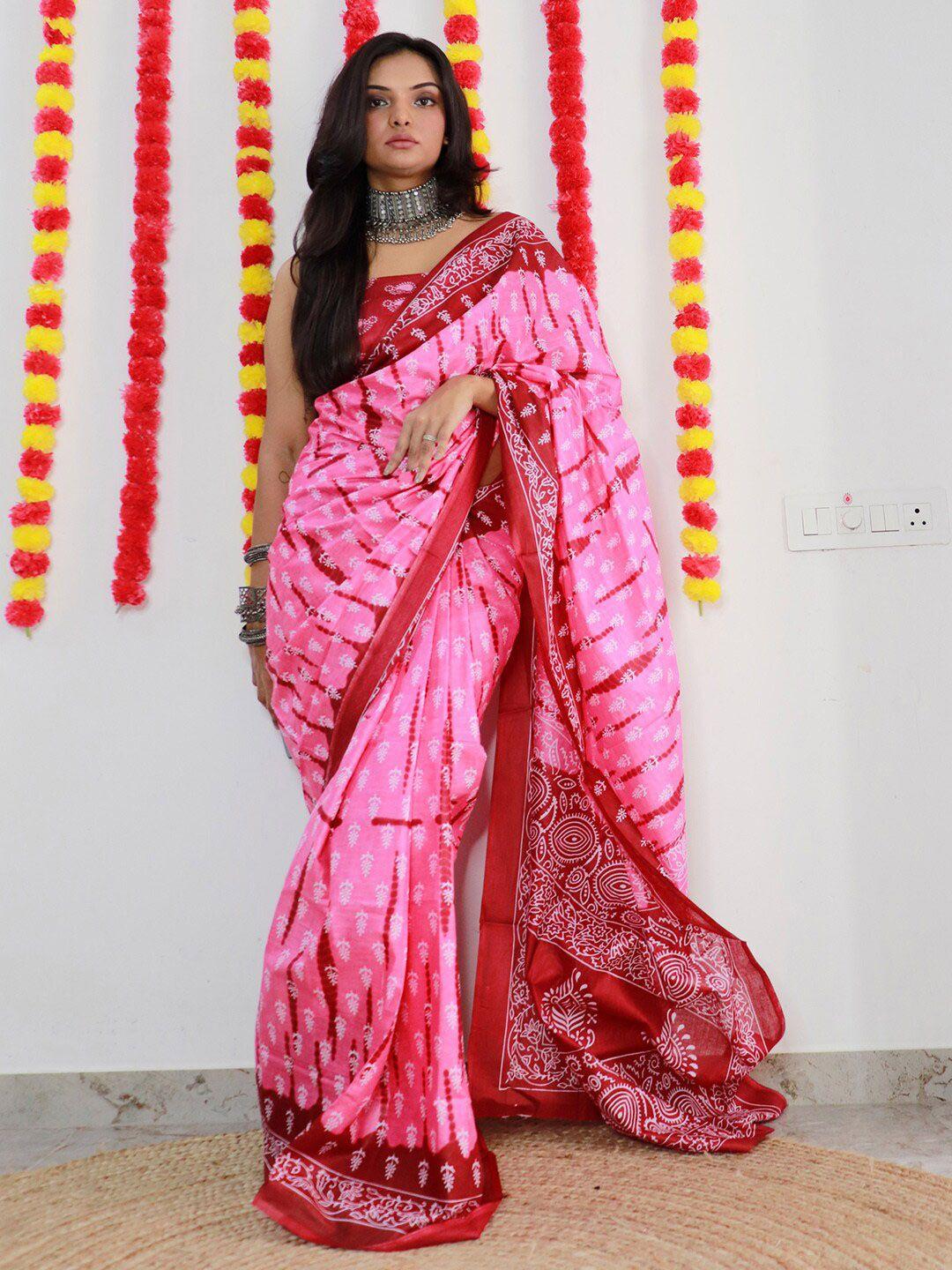 saree mall ethnic motifs printed pure cotton bagh sarees