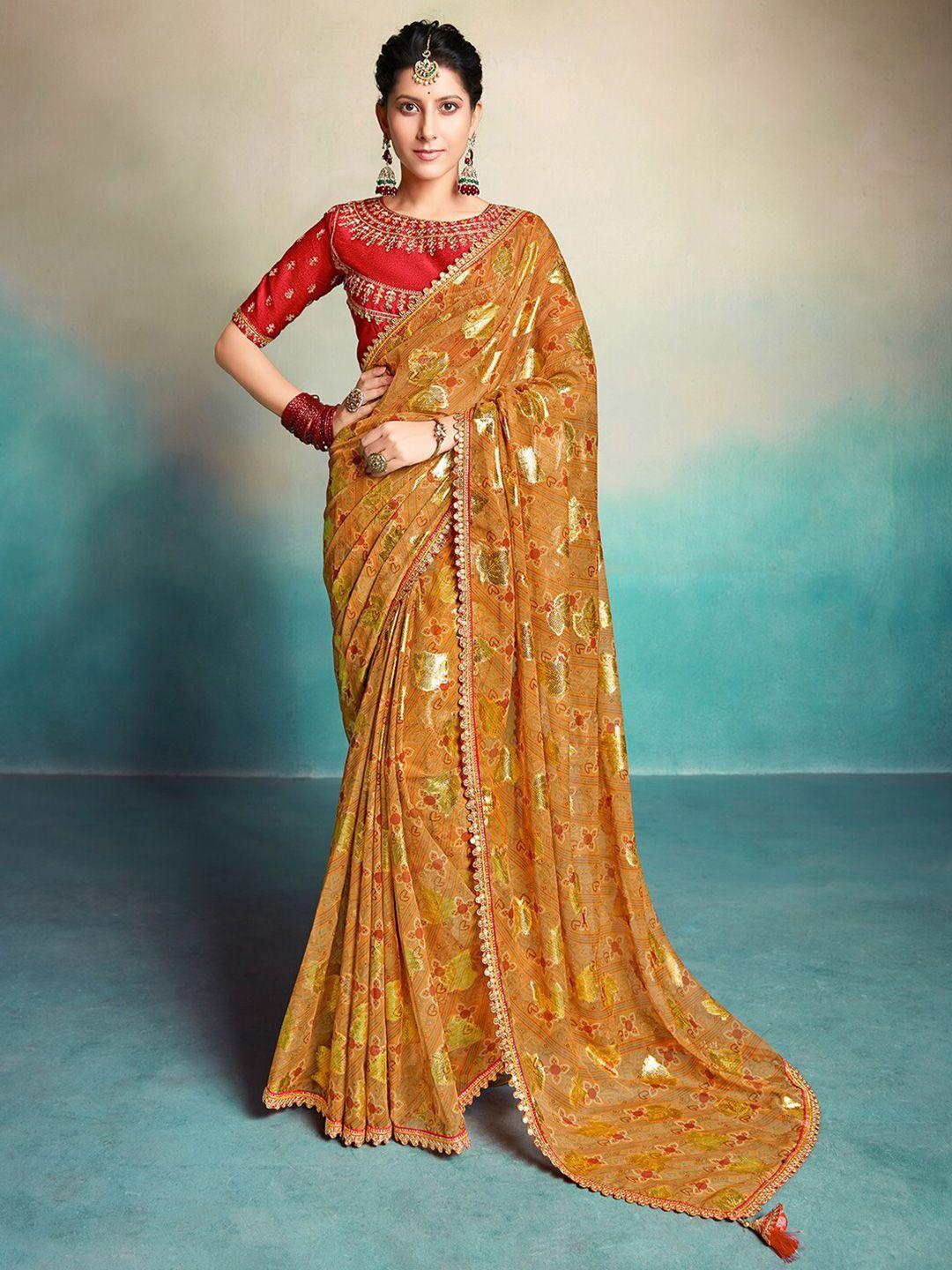 saree mall ethnic motifs printed pure georgette sarees