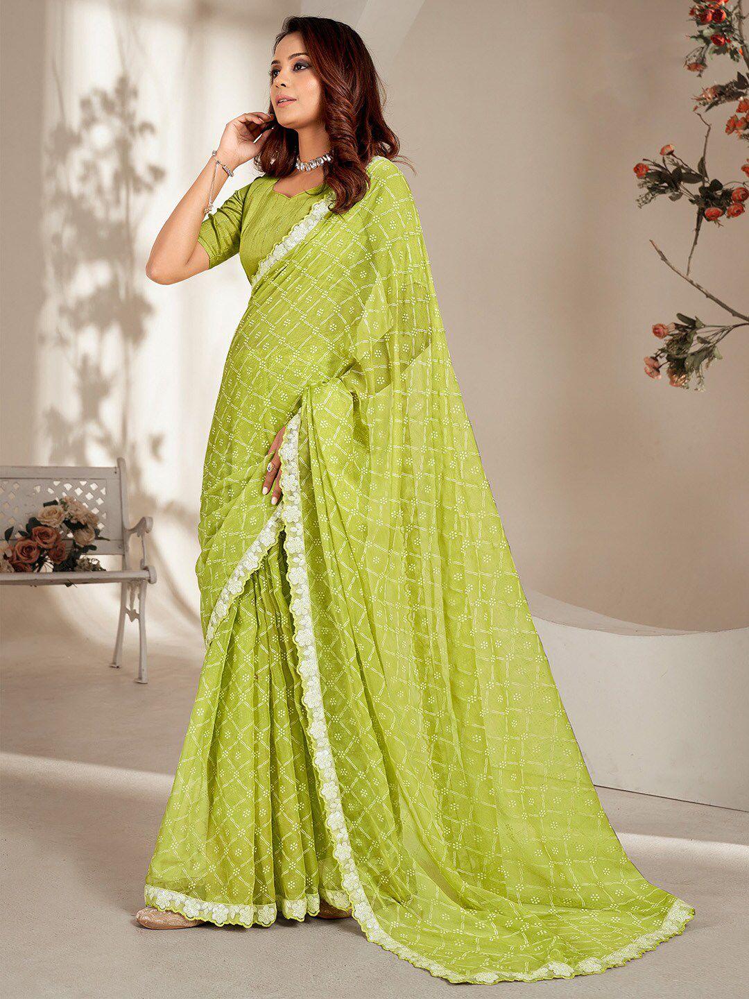 saree mall ethnic motifs printed sequinned detail pure chiffon sarees