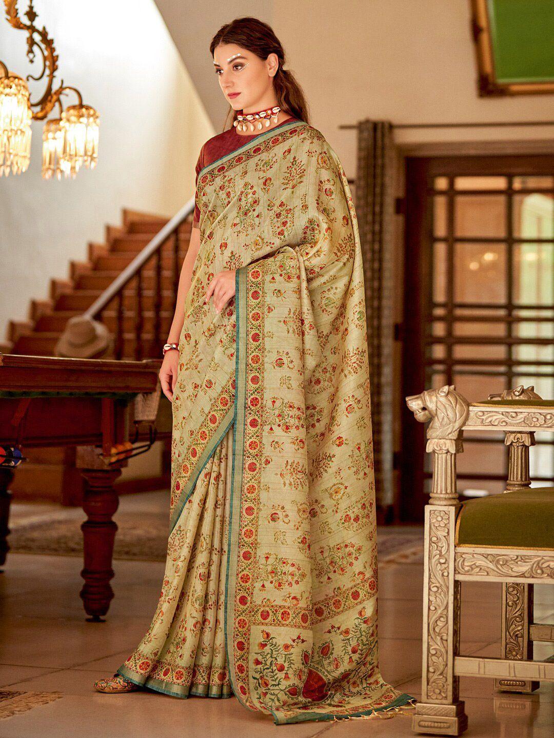saree mall ethnic motifs printed zari pure silk bagh sarees