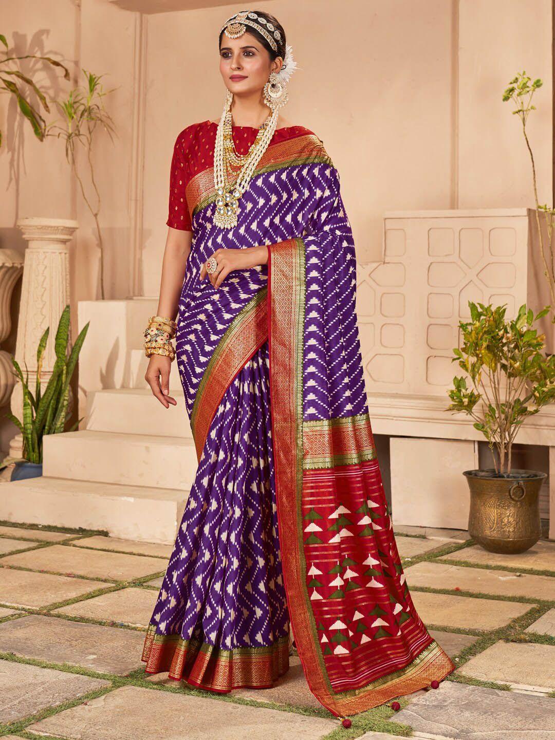 saree mall ethnic motifs printed zari silk blend banarasi sarees