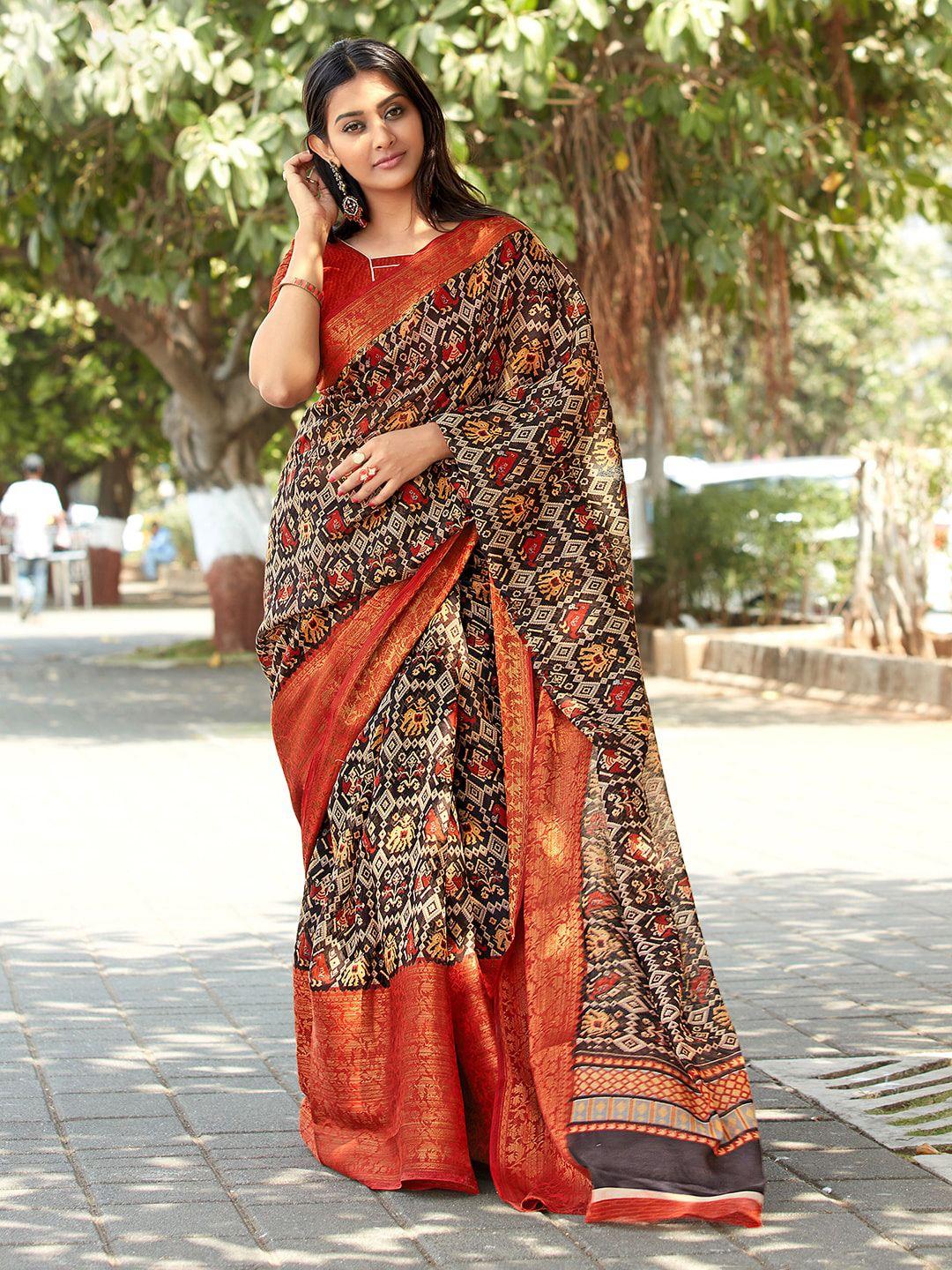 saree mall ethnic motifs printed zari sungudi saree