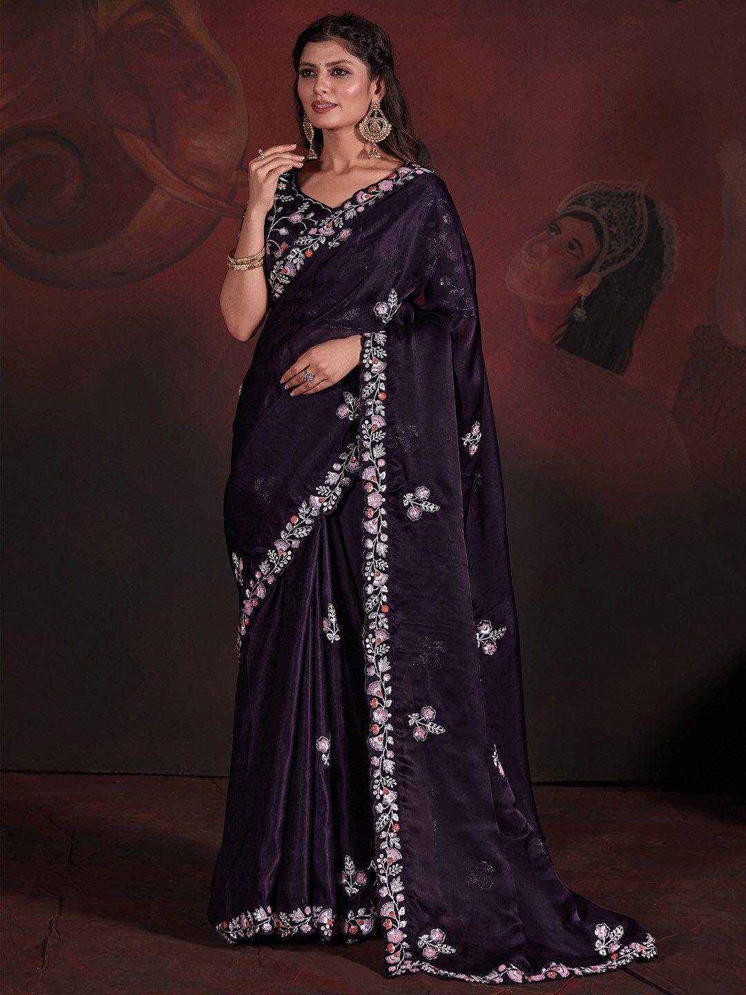 saree mall ethnic motifs sequinned satin sarees