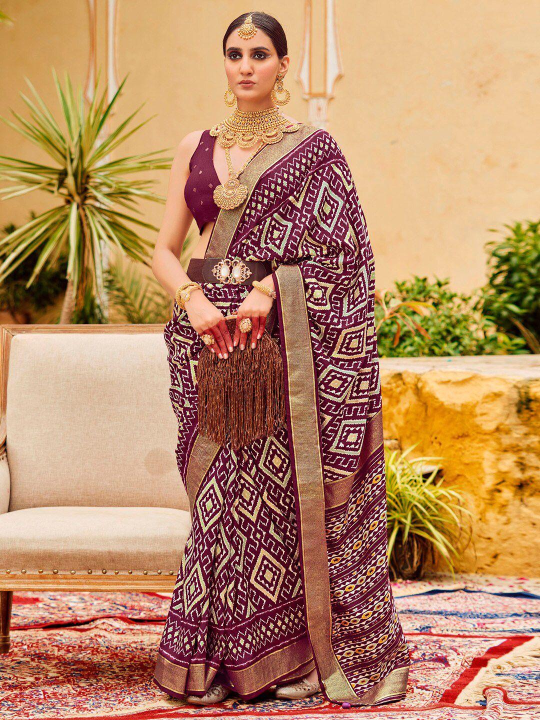 saree mall ethnic motifs silk blend ikat sarees
