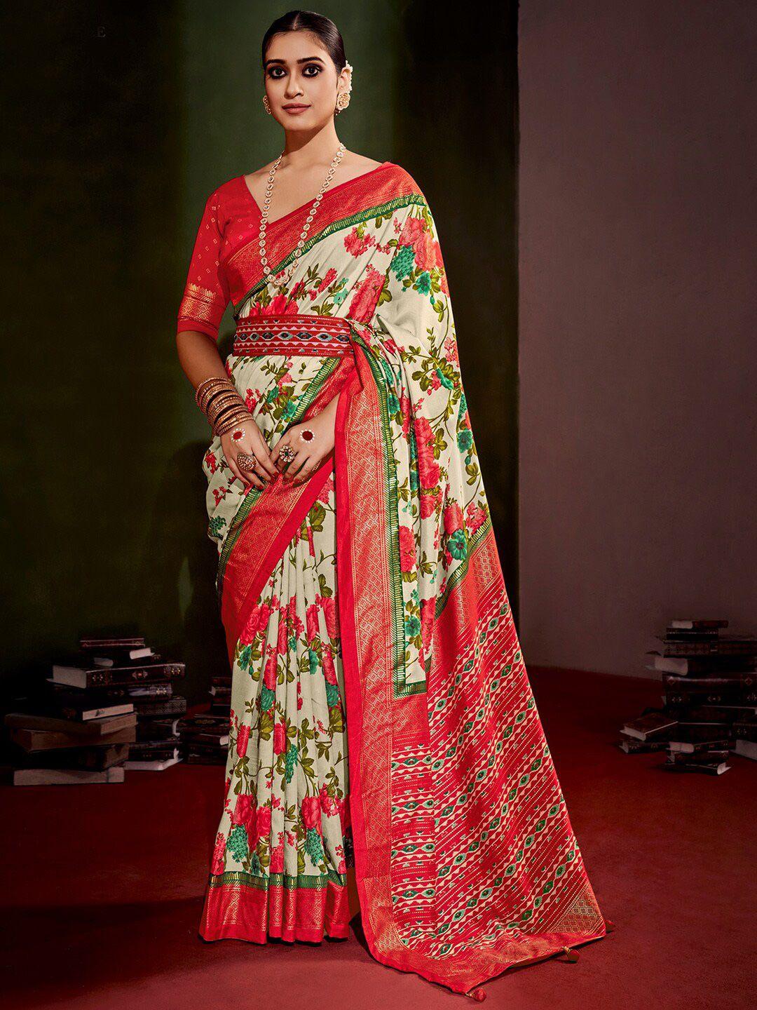 saree mall floral printed zari bagh sarees