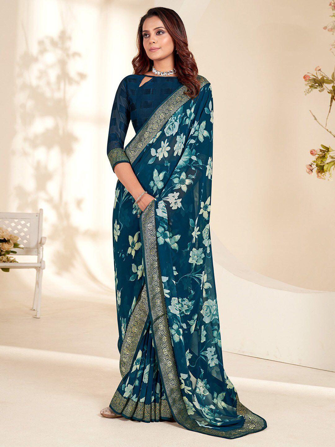 saree mall floral printed zari pure georgette sarees