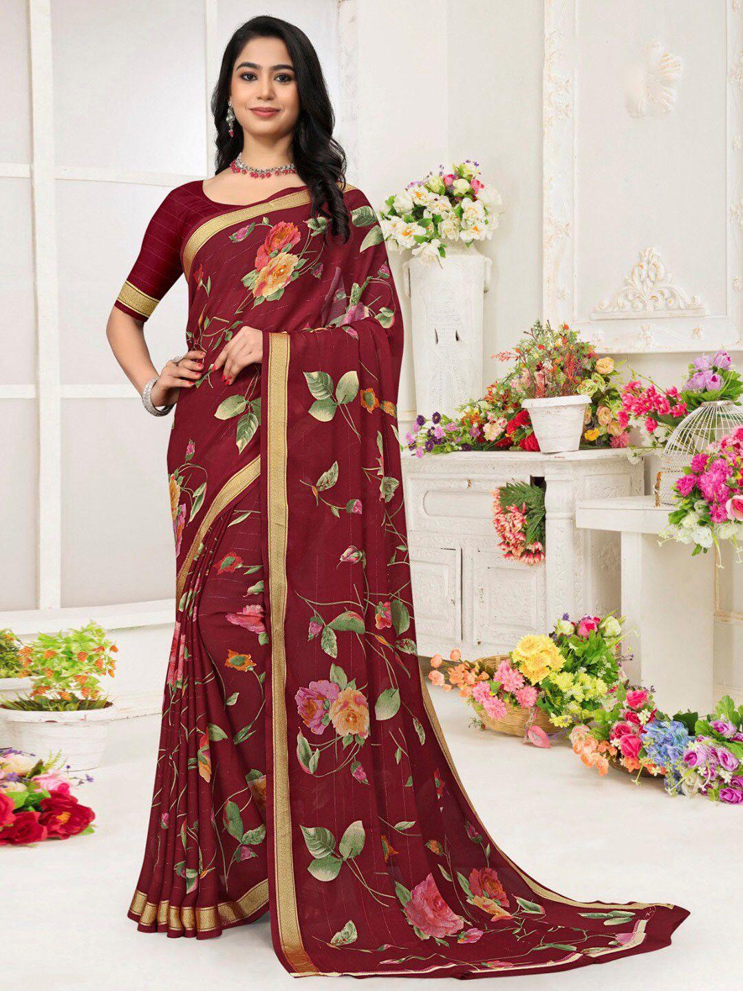 saree mall floral pure chiffon bagh sarees