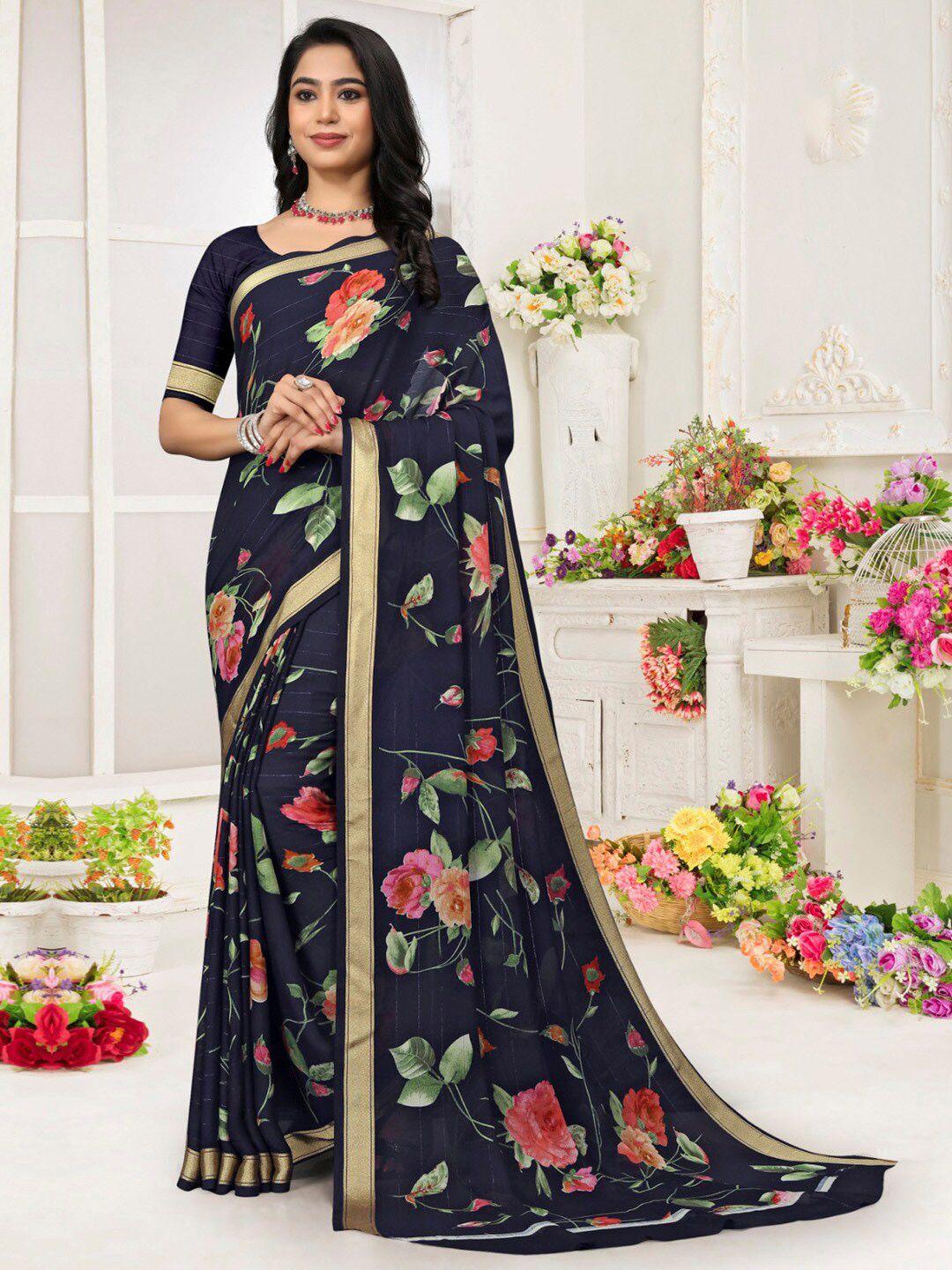 saree mall floral pure chiffon bagh sarees