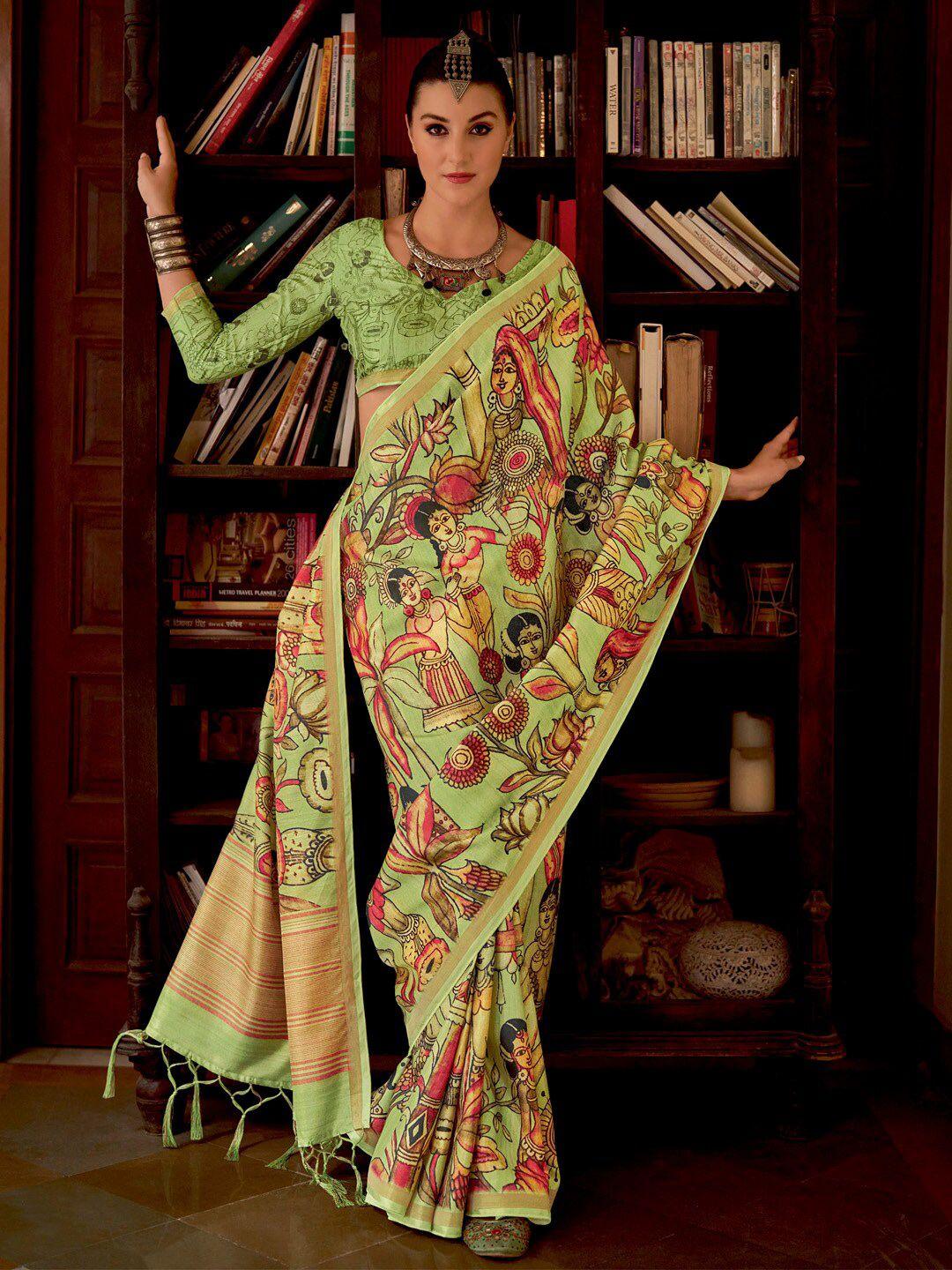 saree mall floral silk blend chanderi sarees