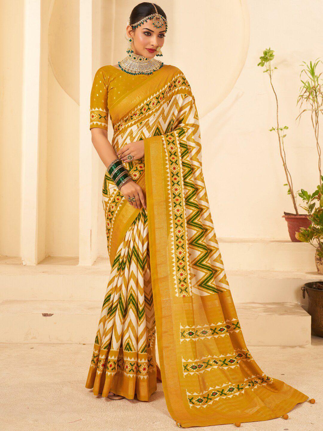 saree mall geometric printed zari silk blend banarasi saree