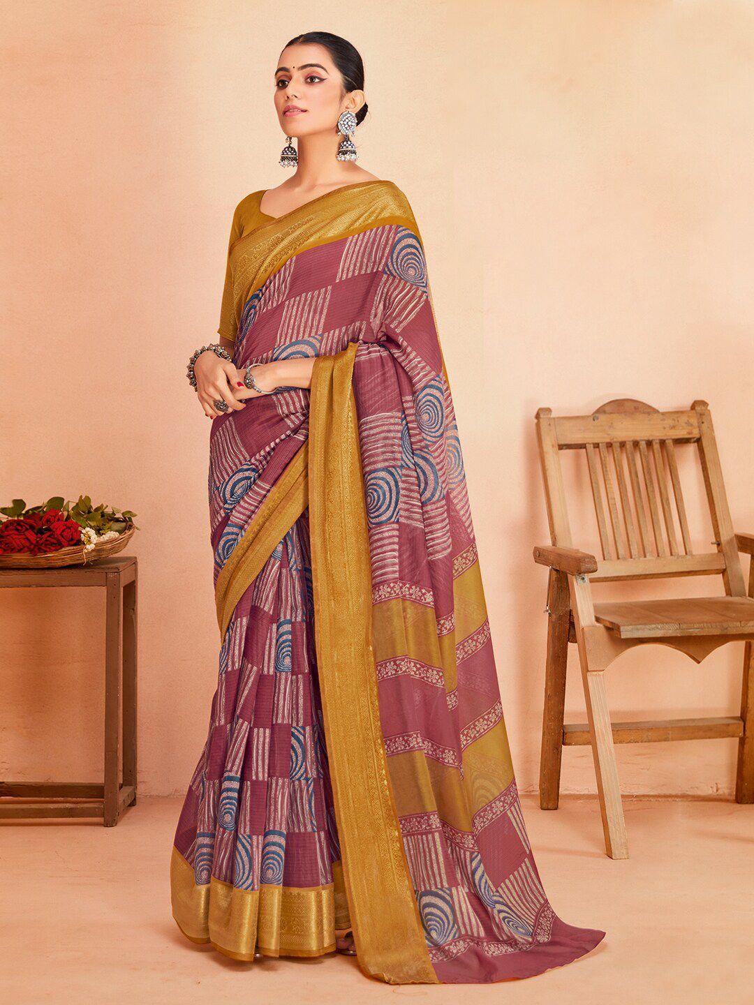 saree mall geometric printed zari sungudi sarees
