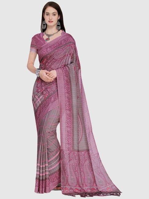 saree mall grey paisley printed saree with unstitched blouse