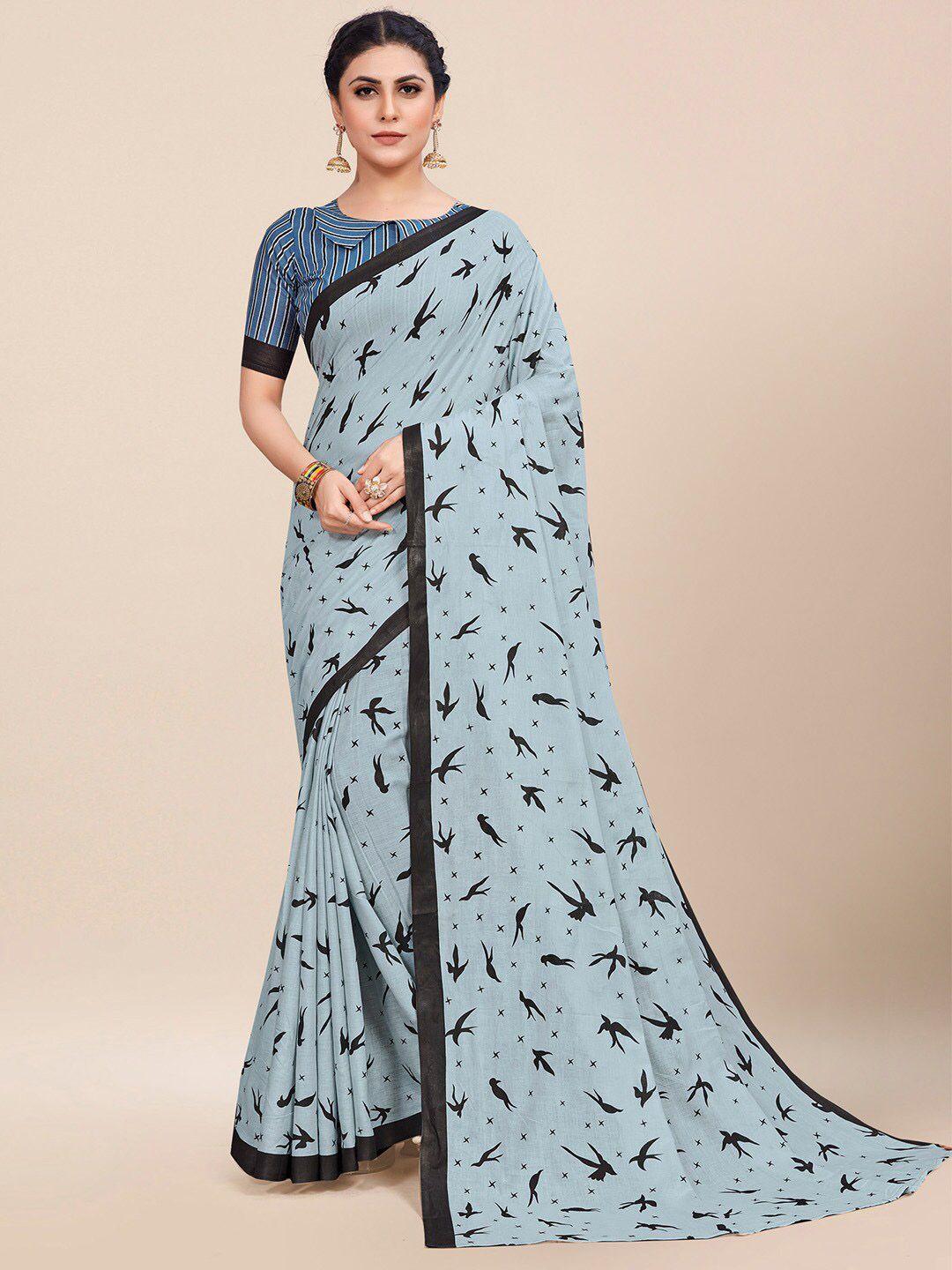 saree mall grey pure cotton bagh sarees