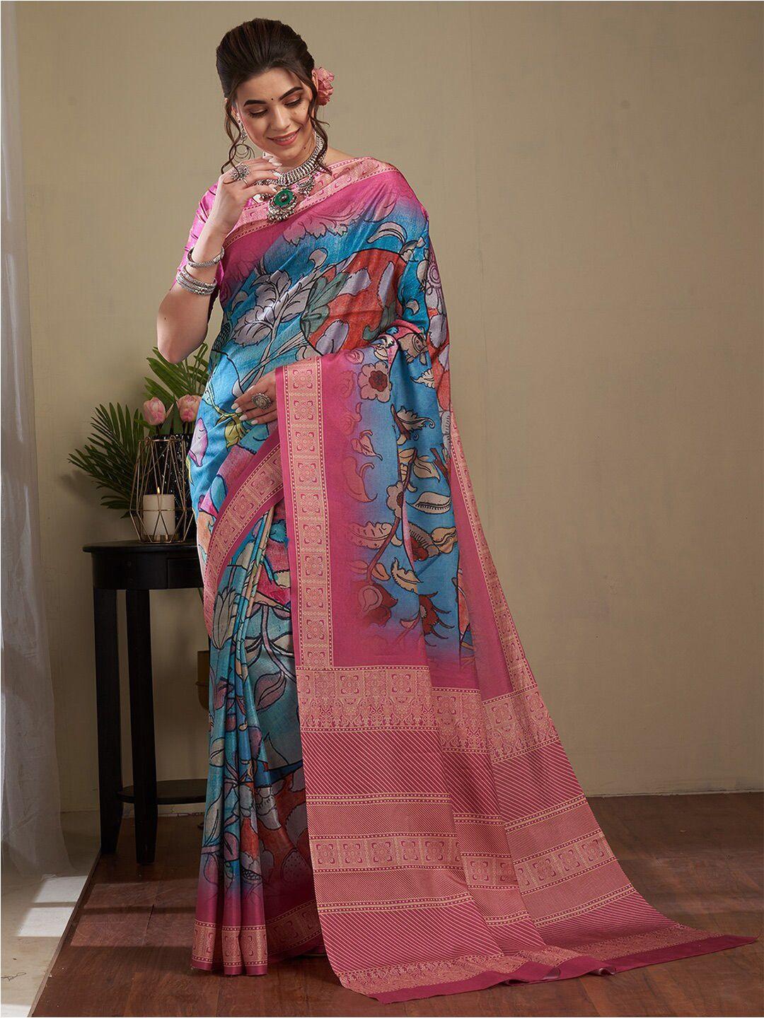 saree mall kalamkari silk blend pochampally sarees