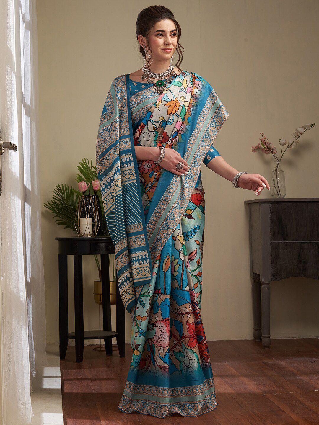 saree mall kalamkari silk blend pochampally sarees