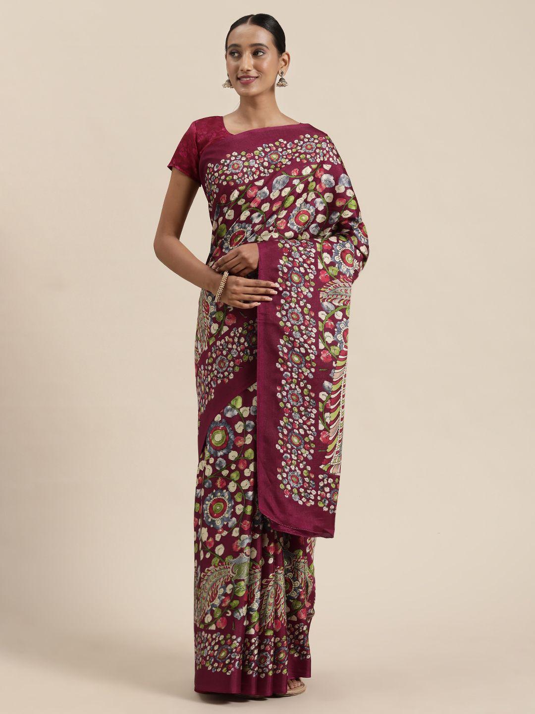saree mall maroon & cream-coloured art silk printed sambalpuri saree