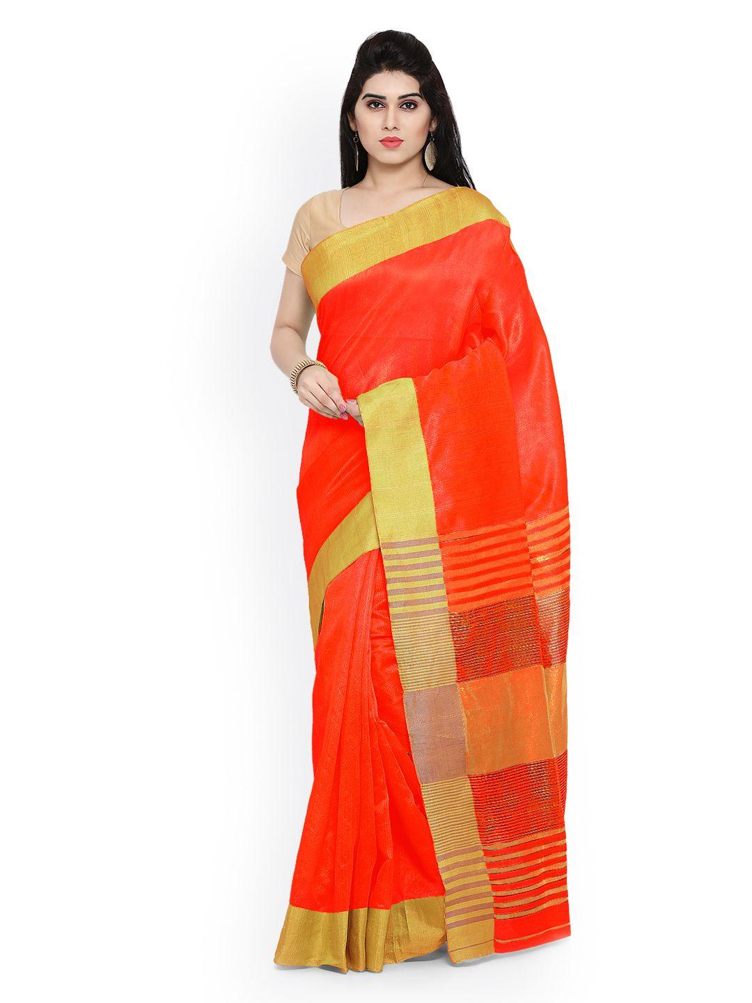 saree mall orange art silk saree