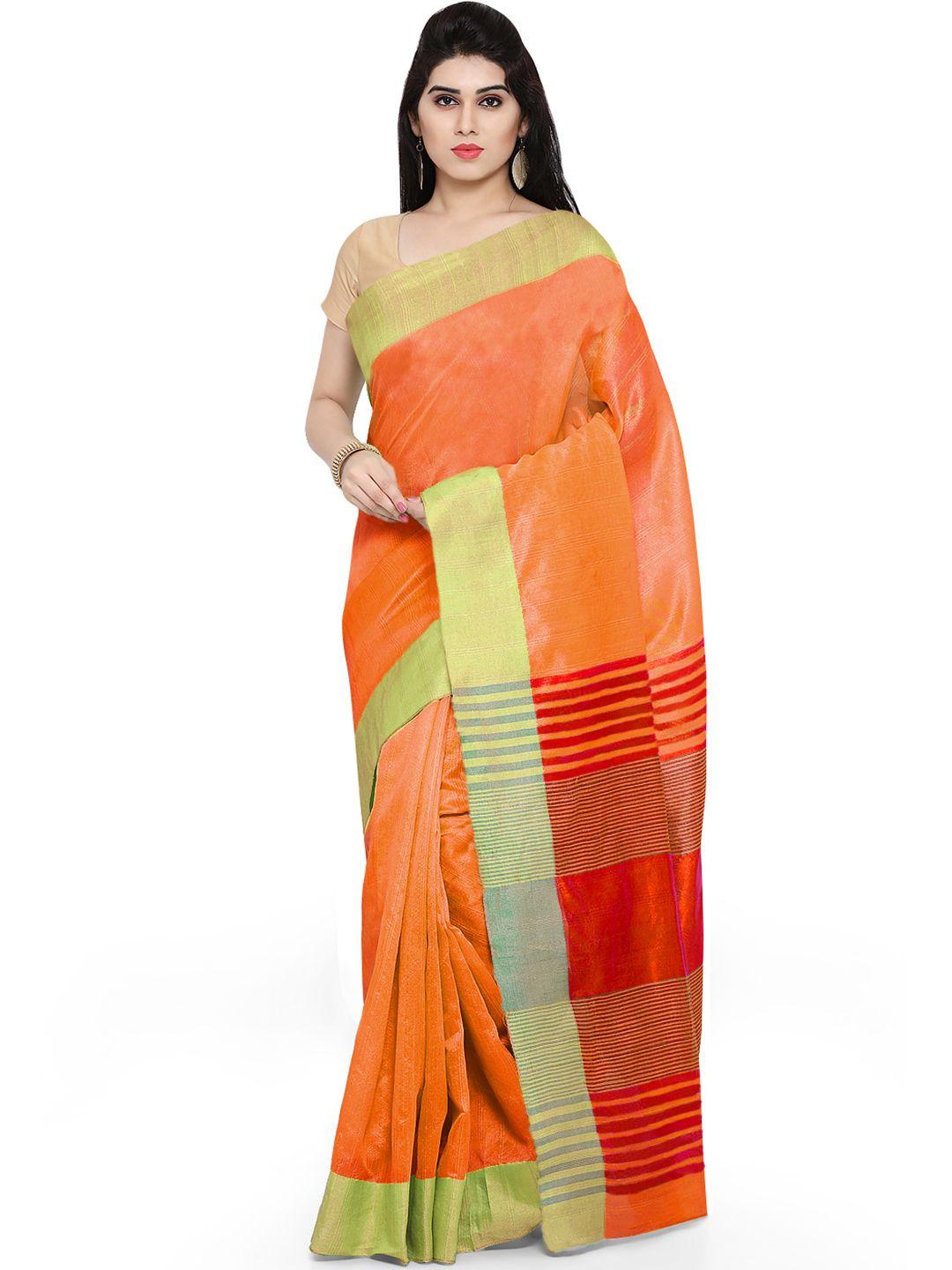 saree mall orange art silk solid saree