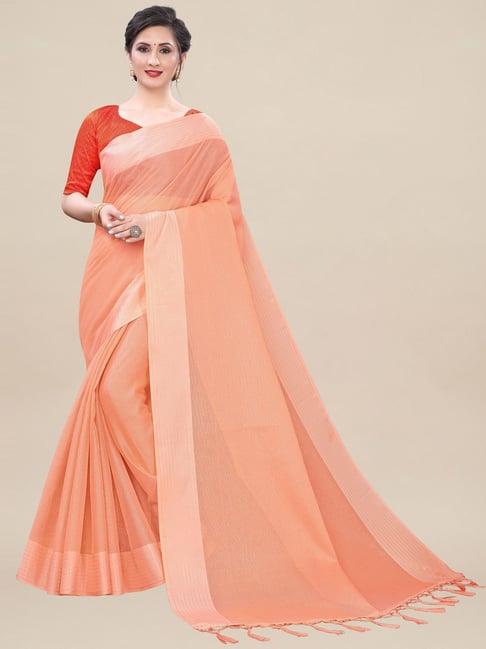 saree mall peach saree with unstitched blouse