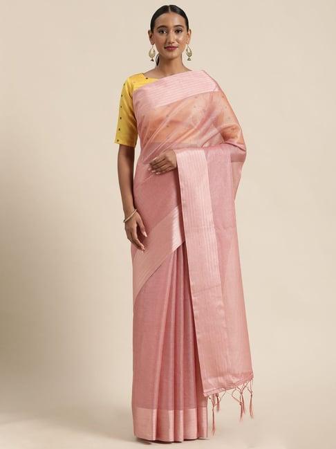 saree mall peach saree with unstitched blouse