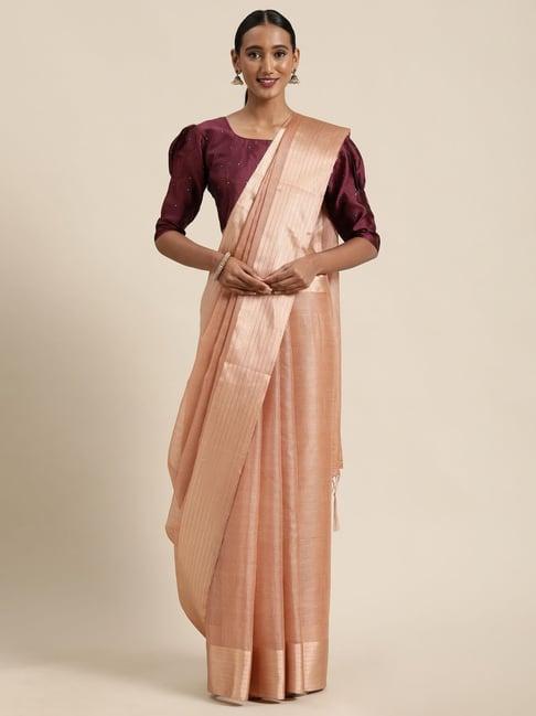 saree mall peach saree with unstitched blouse