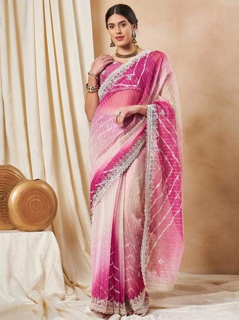 saree mall pink embellished saree with unstitched blouse
