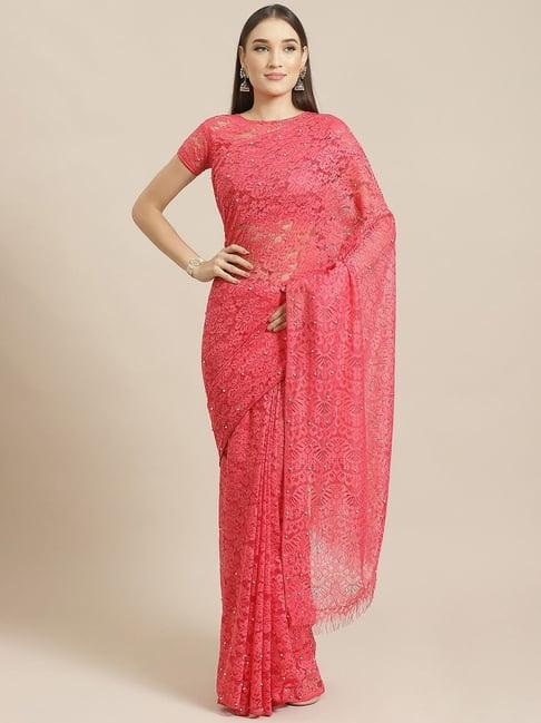 saree mall pink embellished saree with unstitched blouse