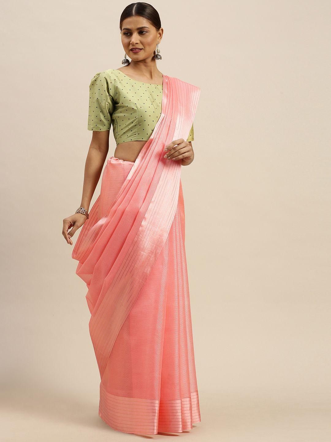 saree mall pink self design saree