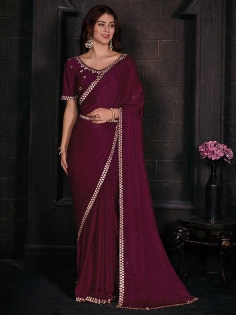 saree mall pink silk embellished saree with unstitched blouse