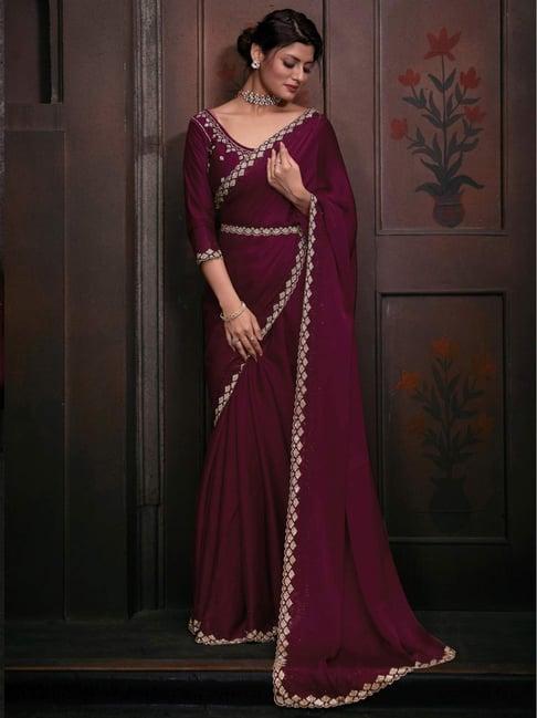 saree mall pink silk embellished saree with unstitched blouse