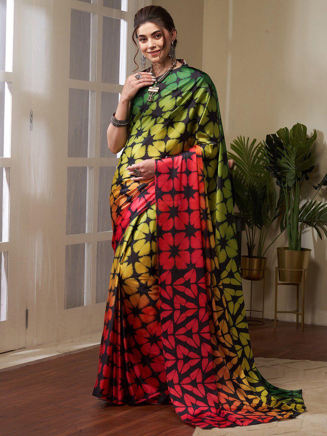 saree mall printed pure crepe block print sarees