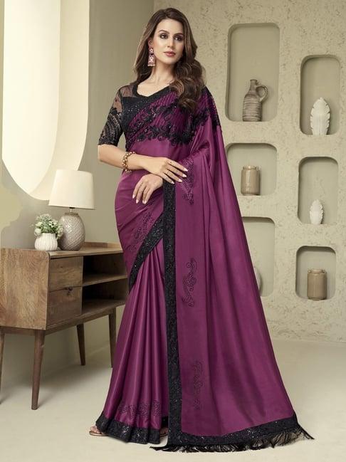 saree mall purple embellished saree with unstitched blouse