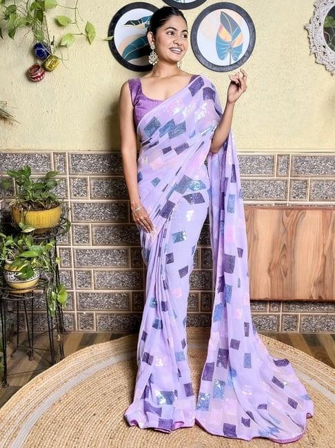 saree mall purple embellished saree with unstitched blouse