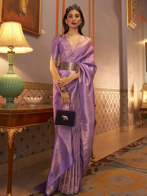 saree mall purple woven saree with unstitched blouse