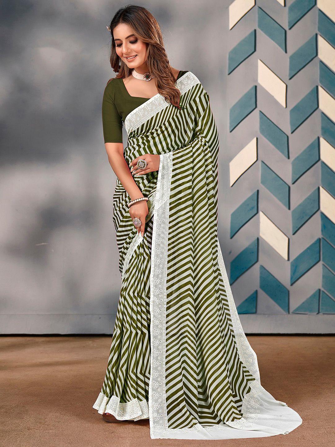 saree mall striped embellished pure georgette sarees