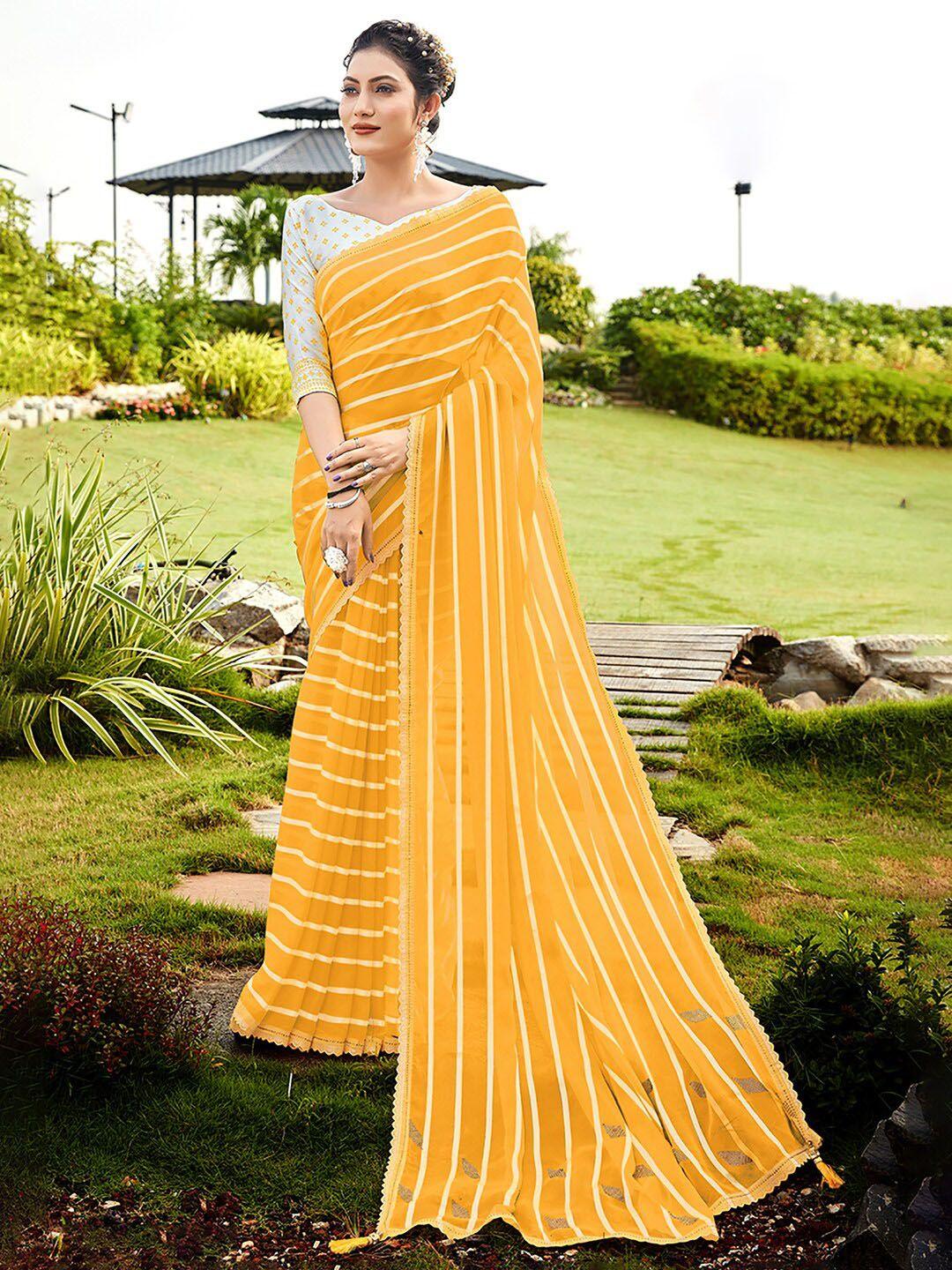 saree mall striped pure georgette leheriya sarees