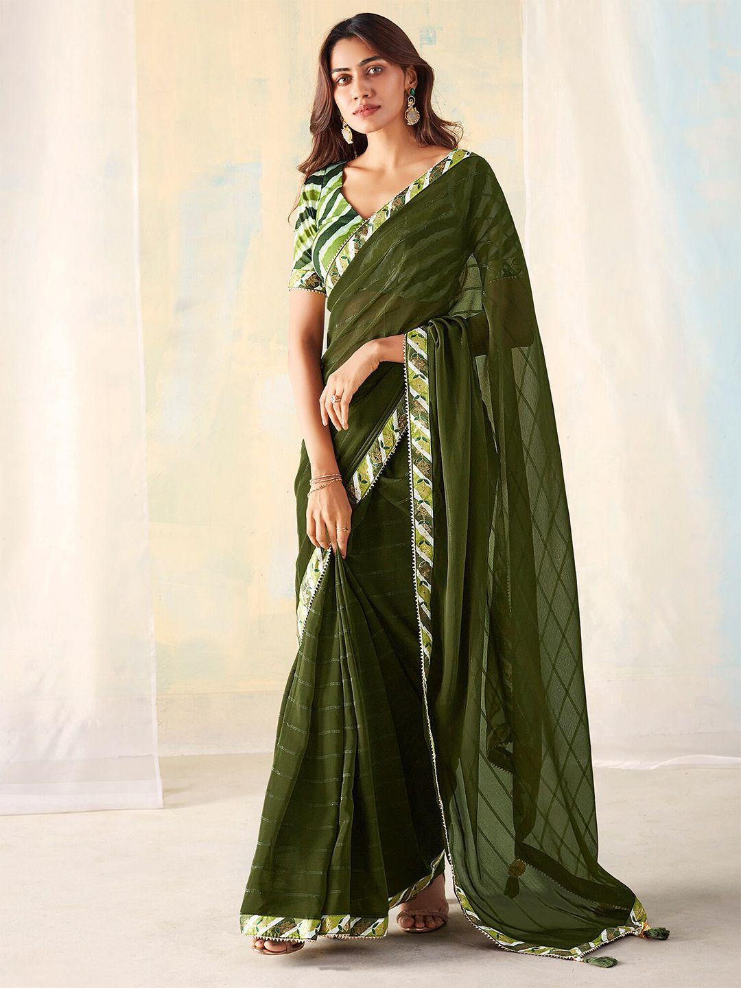 saree mall striped woven design gotta patti pure georgette sarees