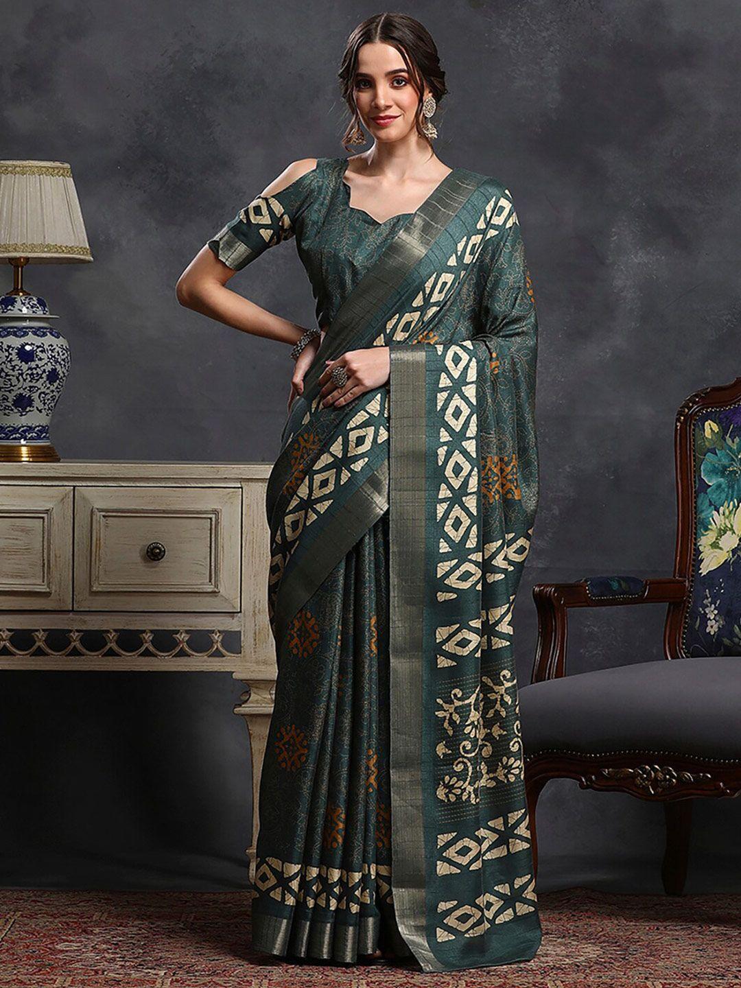 saree mall teal bagh zari silk blend designer sungudi sarees