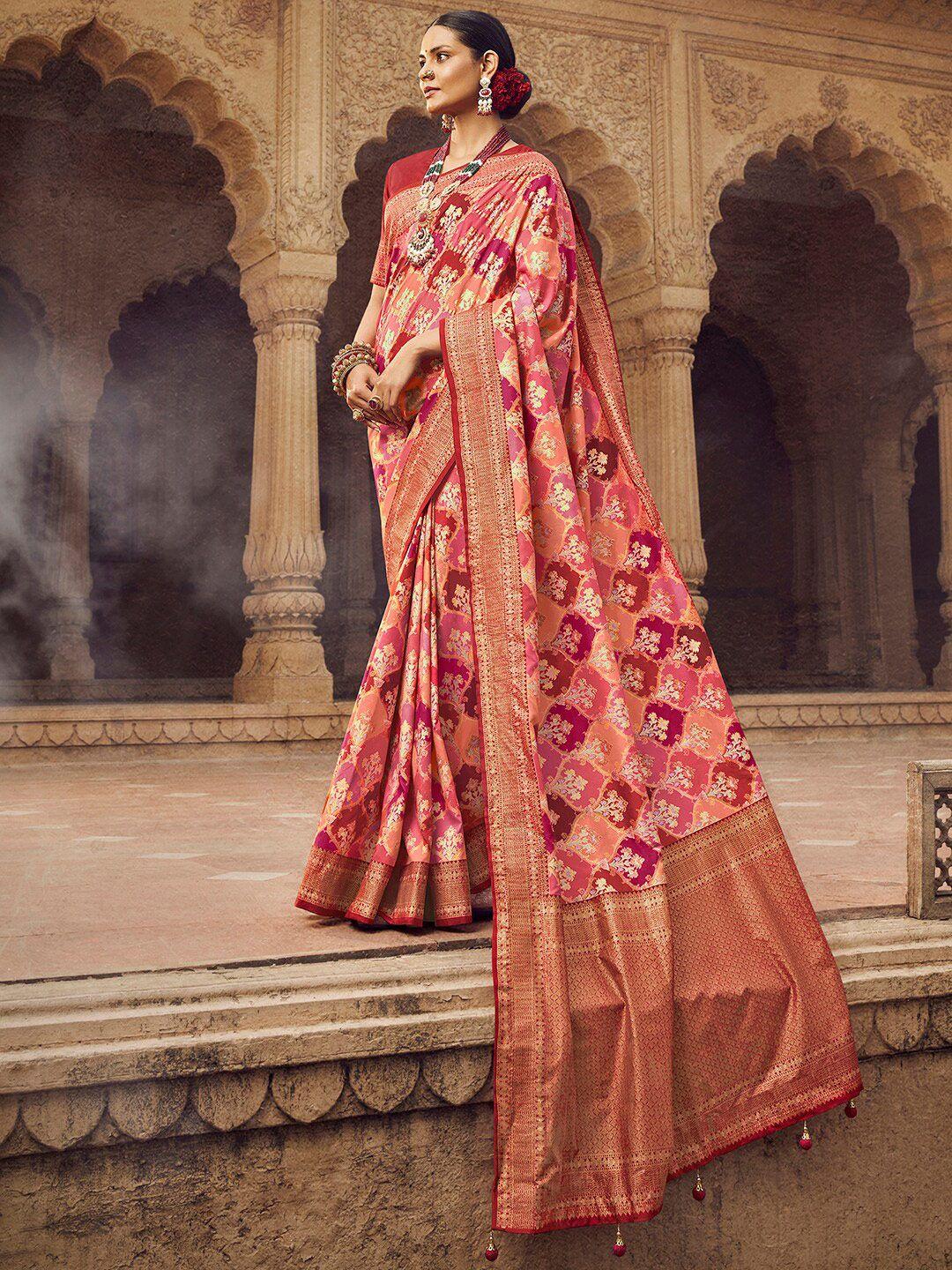 saree mall woven design zari silk blend banarasi sarees