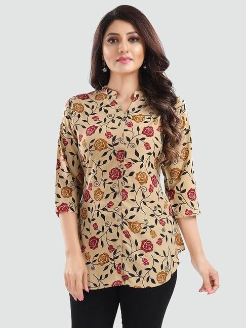 saree swarg beige printed tunic