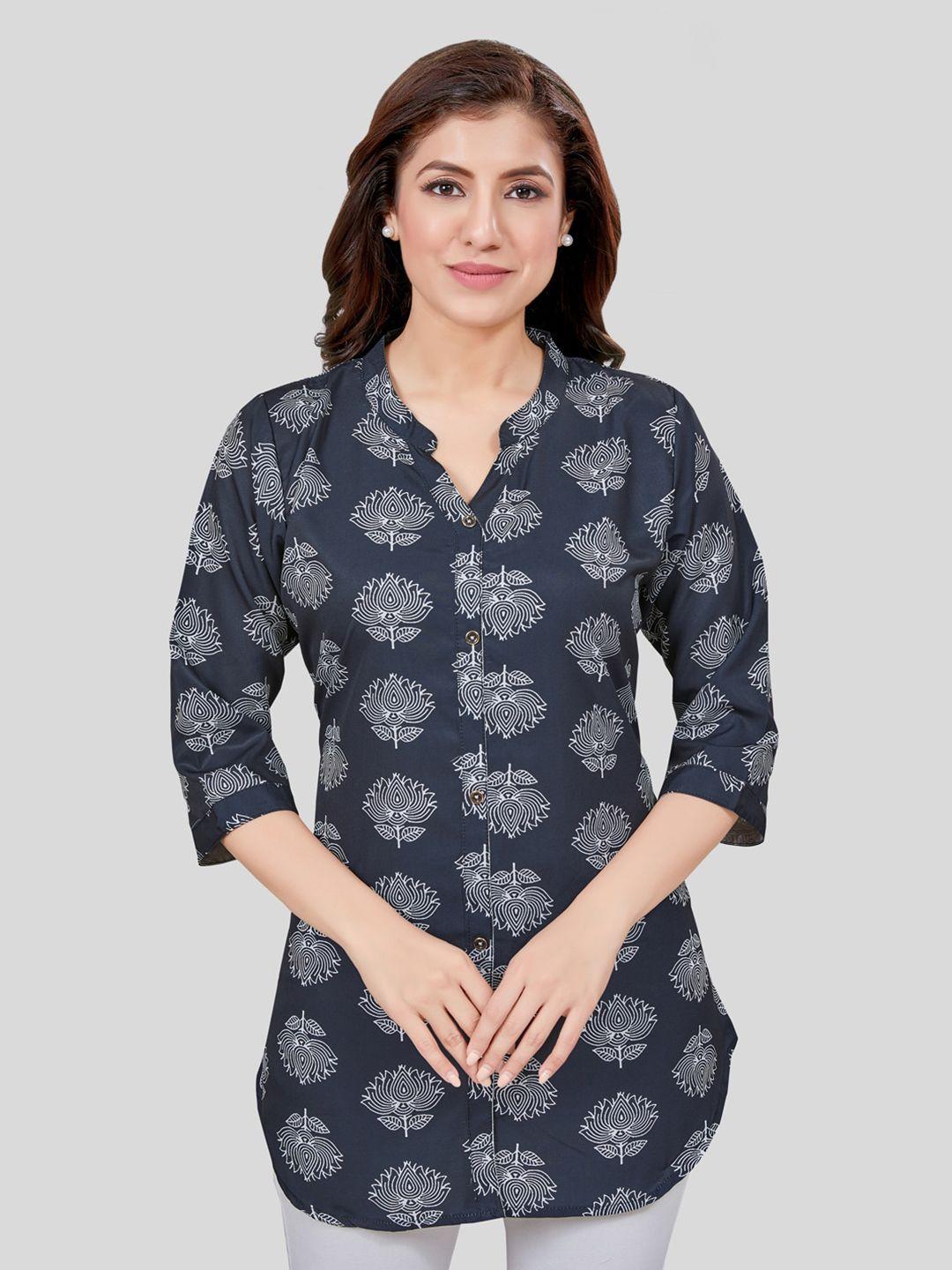 saree swarg black & white floral printed gotta patti gotta patti kurti